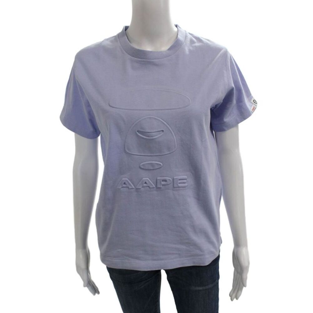 Aape Unisex Adults Basic Purple Cotton Crew Neck Short Sleeve T-Shirt Size S
